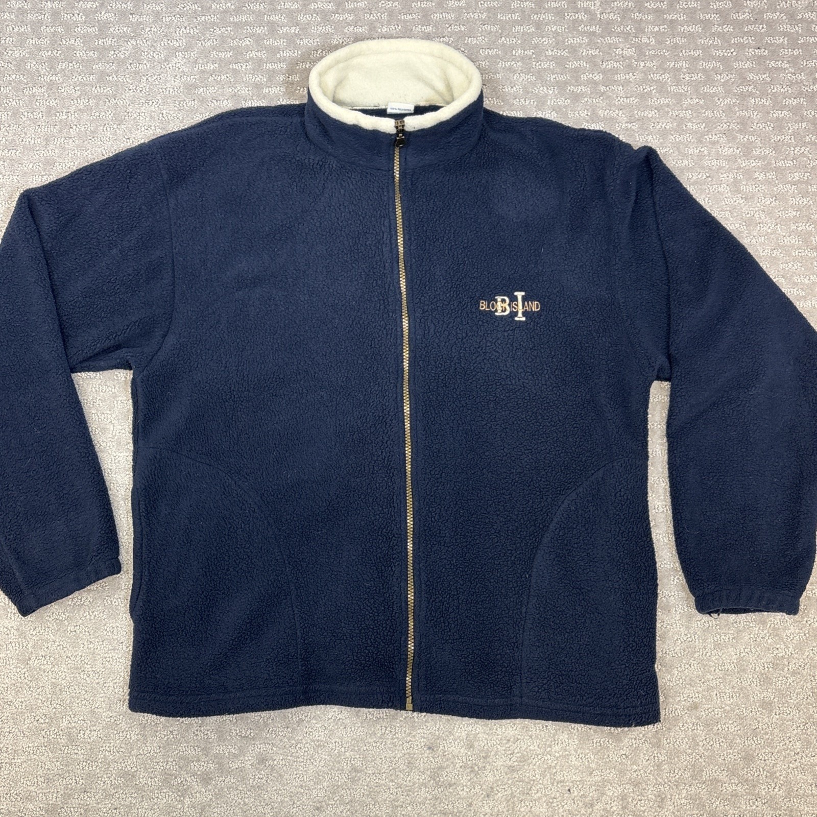 Vintage Ri Block Island Full Zip Fleece Jacket Navy Blue Size S Andy's Usa